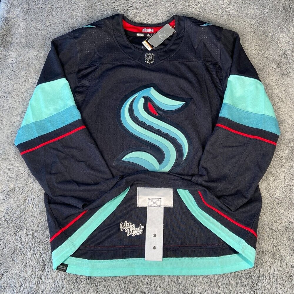 Adidas Seattle Kraken Primegreen Authentic Hockey Home Jersey Sizes Men Navy